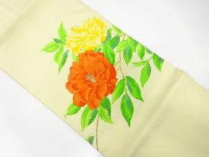 椿模様織り出し　名古屋帯